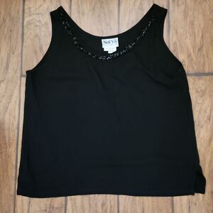Surya women's small black beaded neckline sleeveless top